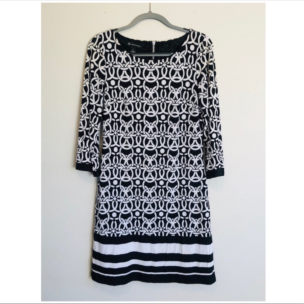 Inc Black and White 3/4 Sleeve Sheath Dress Size M